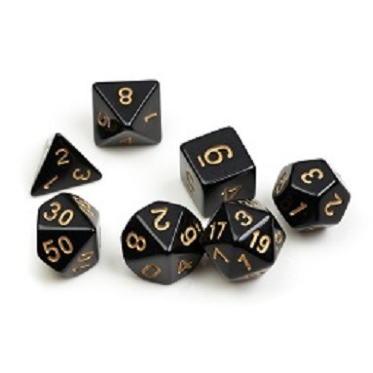 Sirius Dice Set - Solid Black + Gold ink