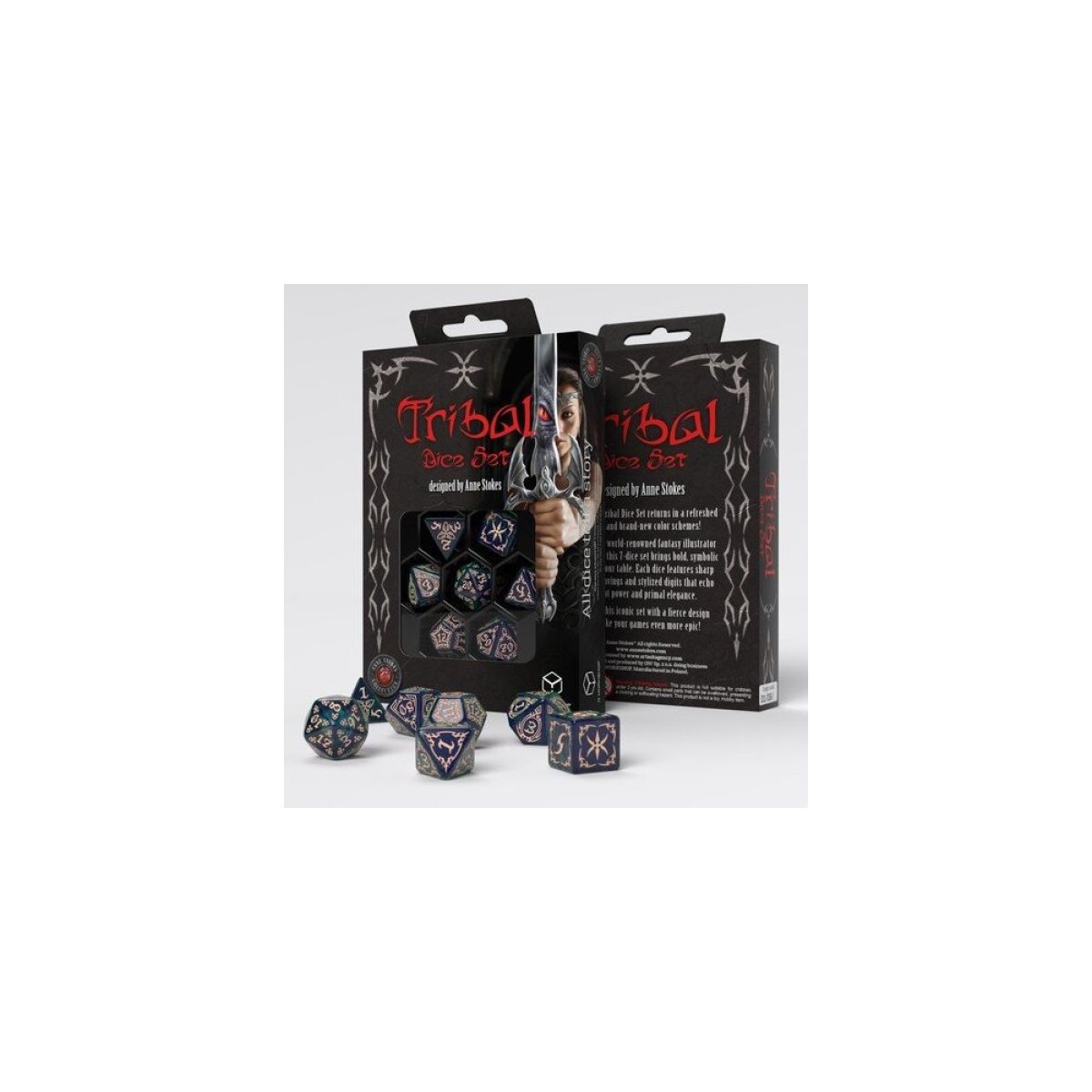 QW – Tribal Dice Set: Blue-Green & Beige