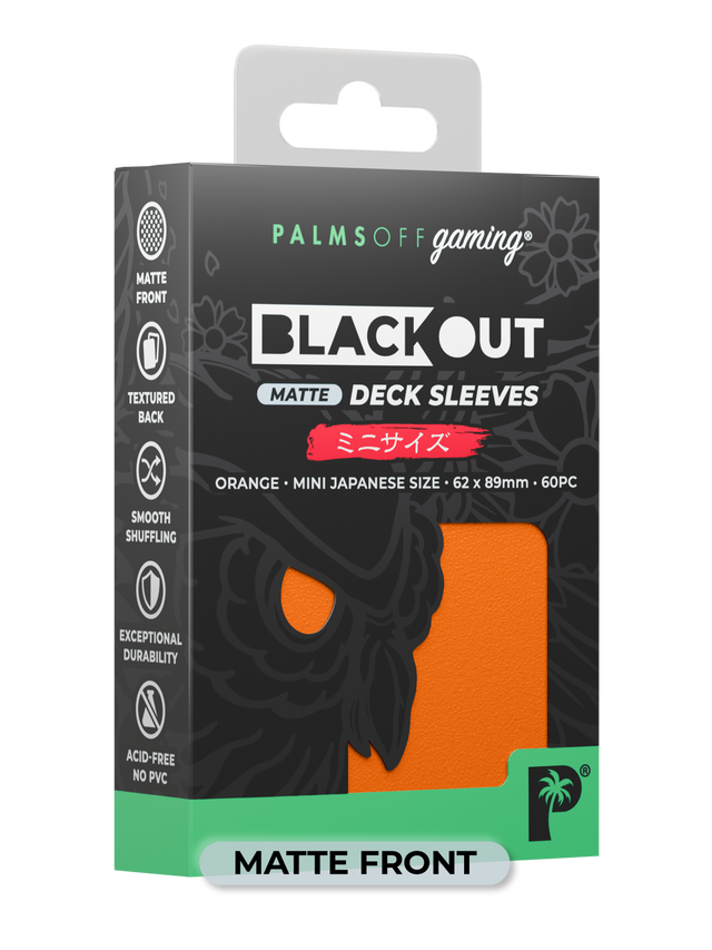 Palms Off Blackout Deck Sleeves (60) Orange Matte – Japanese Size
