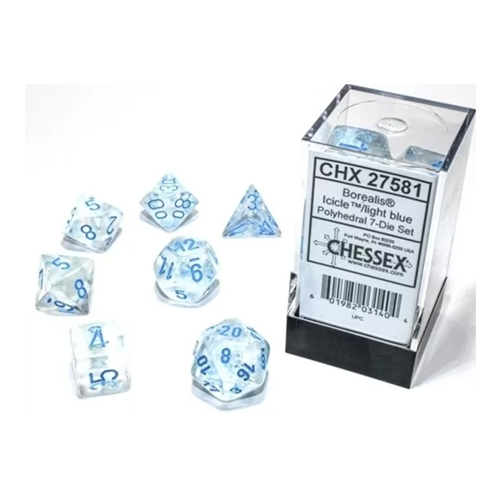 Chessex - Borealis icicle/blue lightning poly set
