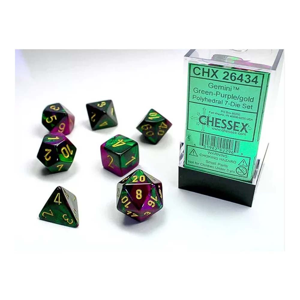 Chessex - Gemini Black-Green w/Gold Classic Polyhedral