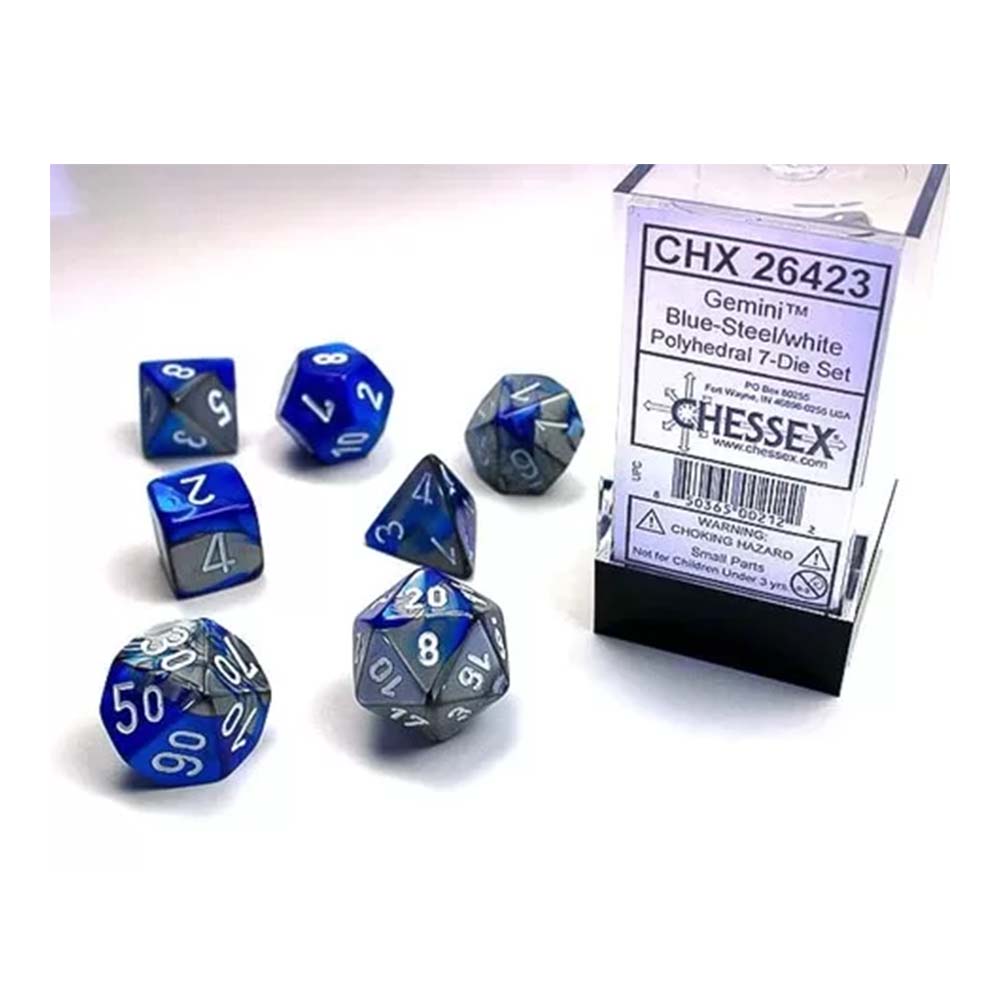 Chessex - Gemini Polyhedral Blue-Steel/White 7-Die
