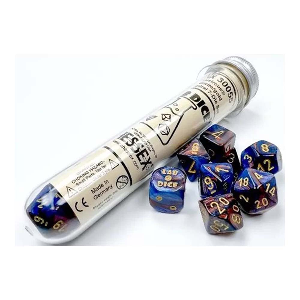 Chessex - Lustrous Polyhedral Azurite/Gold