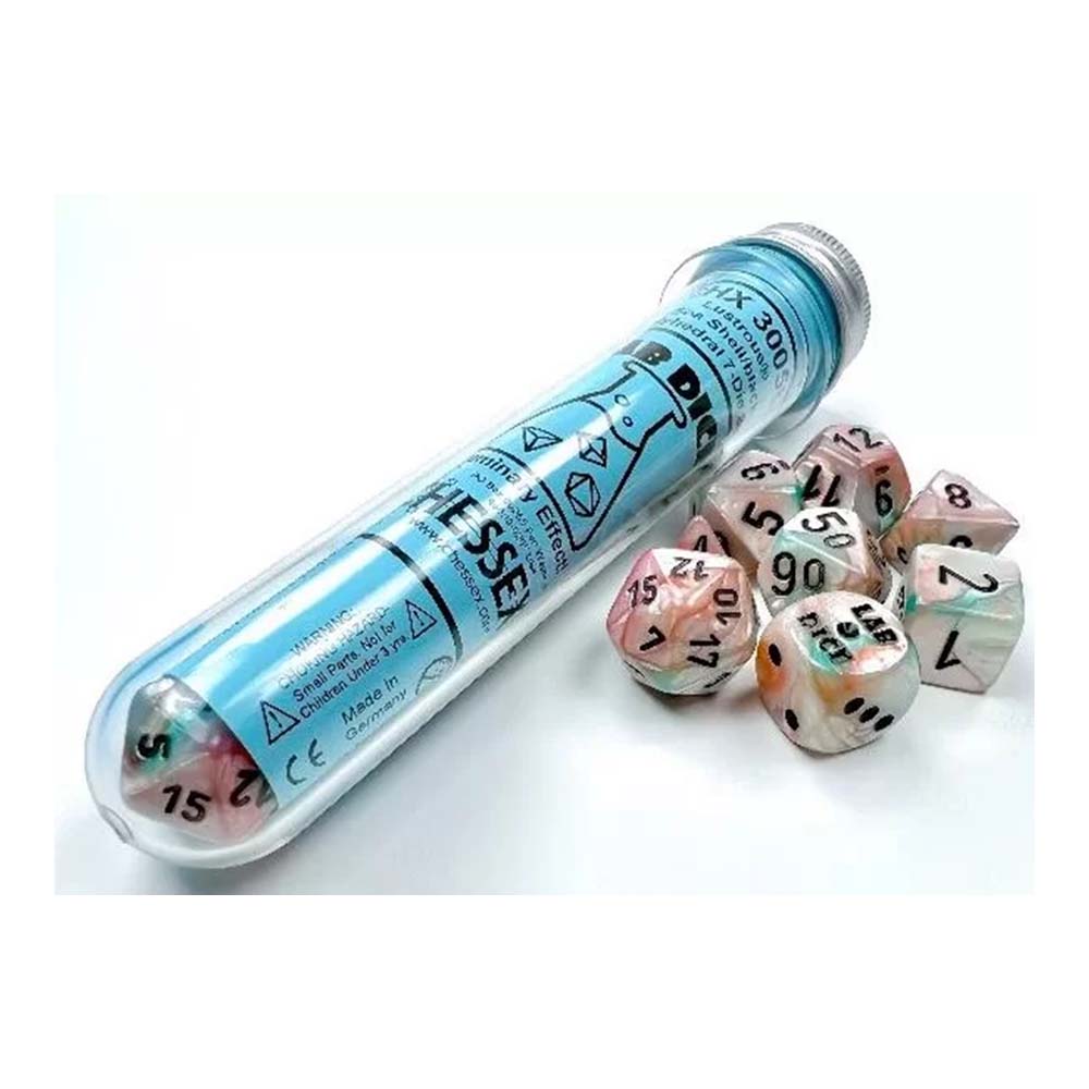 Chessex - Lustrous Polyhedral Sea Shell/Black