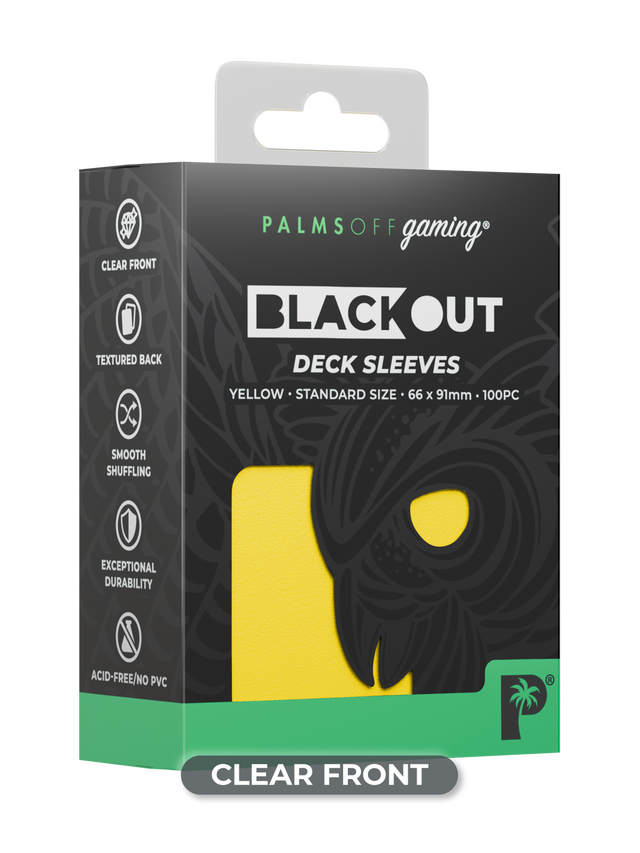 Palms Off Blackout Deck Sleeves (100) Yellow (Clear Front)