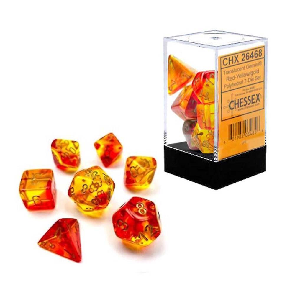 Chessex - Gemini Translucent Red-Yellow/gold 7-Dice Set