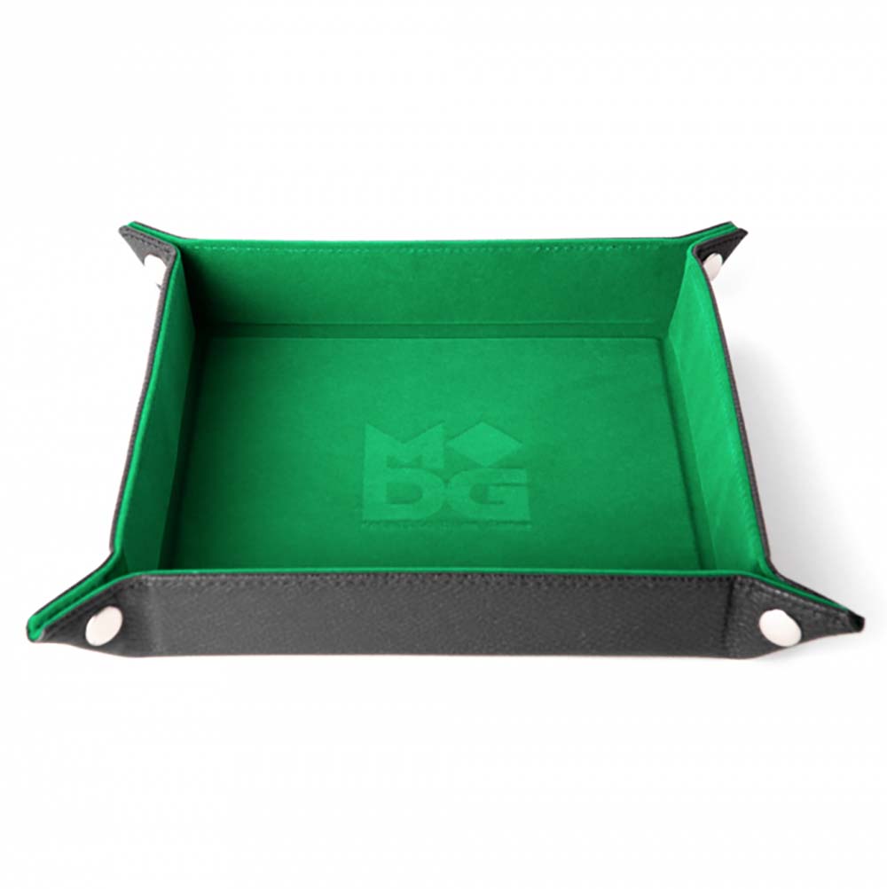 MDG - Fold Up Velvet Dice Tray w/ PU Leather Backing- Green