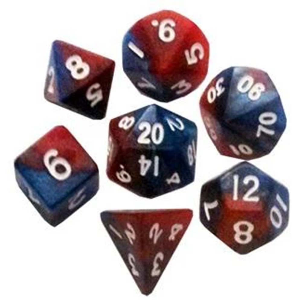 MDG - Mini Polyhedral Dice Set: Red/Blue w/ White Numbers