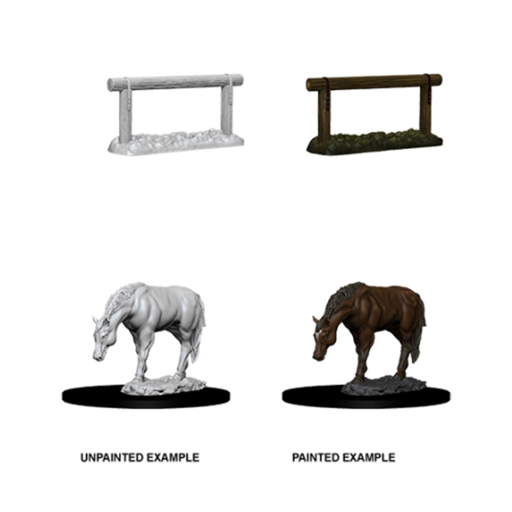 Wizkids Deep Cuts Unpainted Miniatures: Horse & Hitch