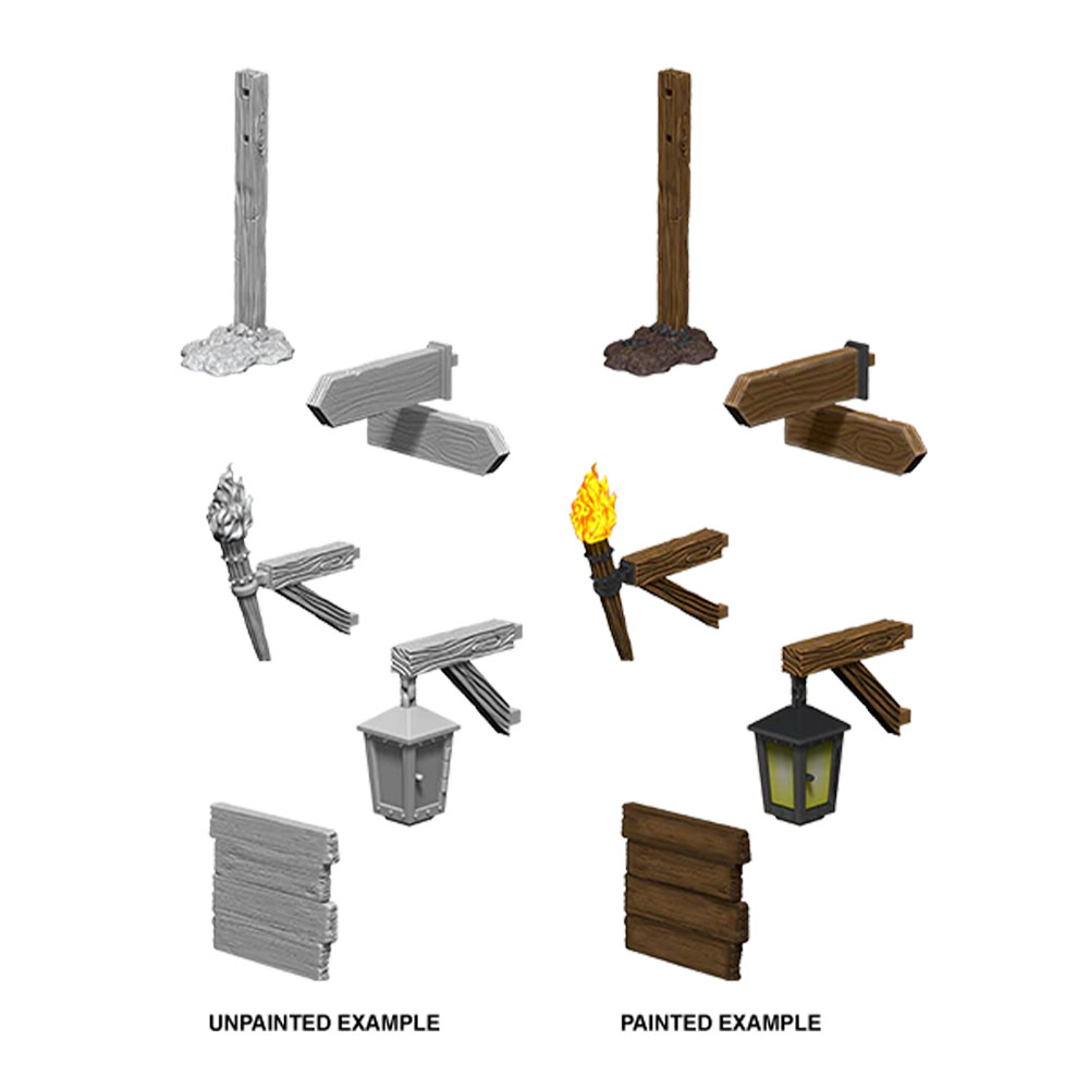 Wizkids Deep Cuts Unpainted Miniatures: Signs & lights