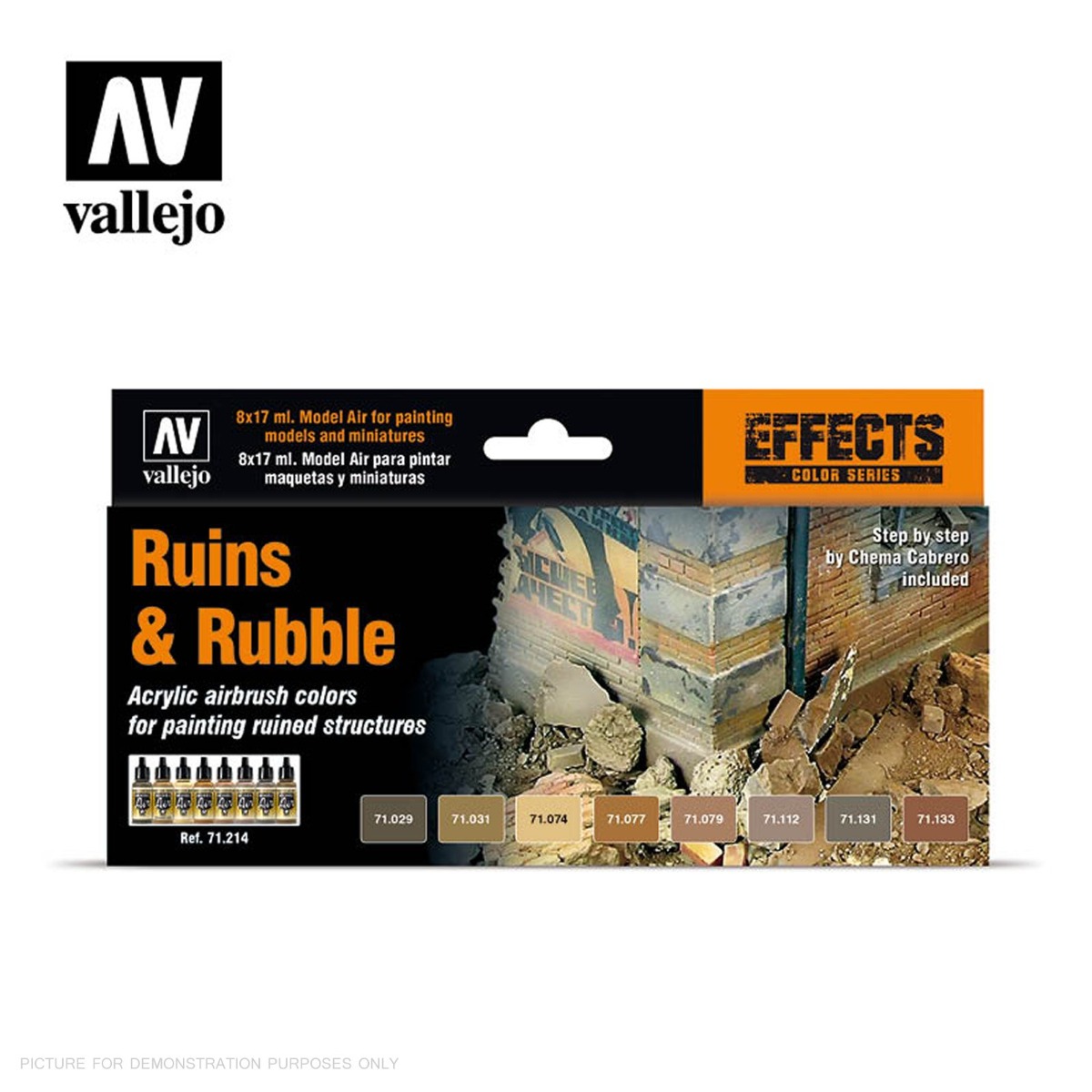 Vallejo - Model Air - Ruins & Rubble 8 Color Acrylic Paint Set