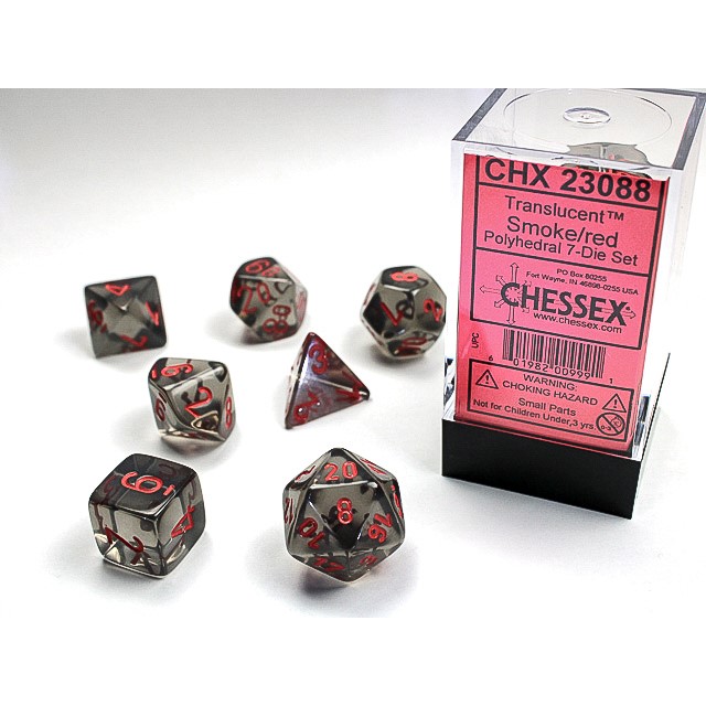 Chessex - Translucent Polyhedral Smoke/red 7-Die Set