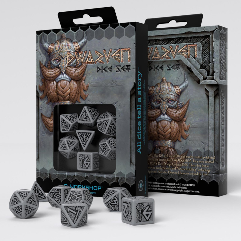 QW - Dwarven Gray & black Dice Set