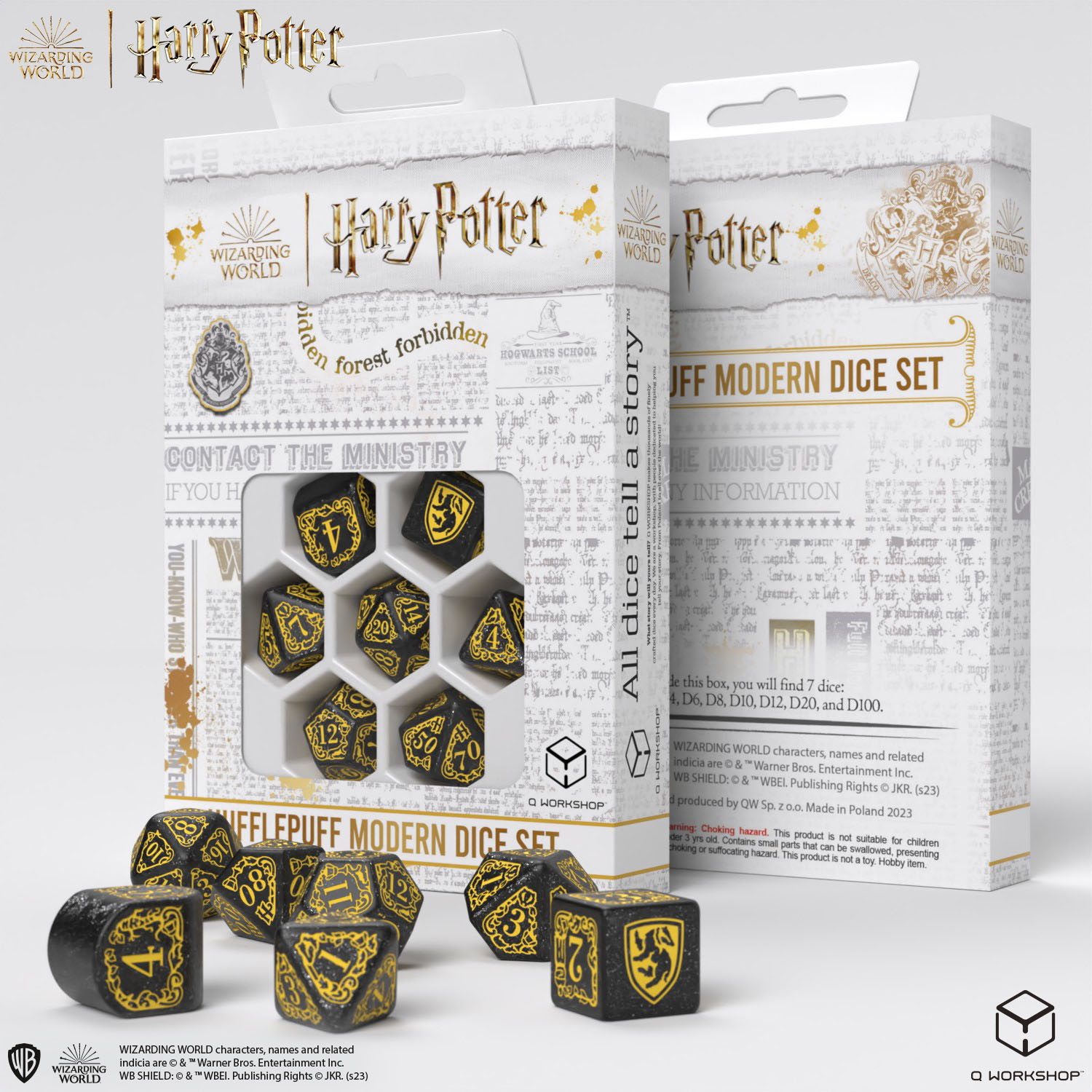 QW - Harry Potter. Hufflepuff Modern Dice Set - Black