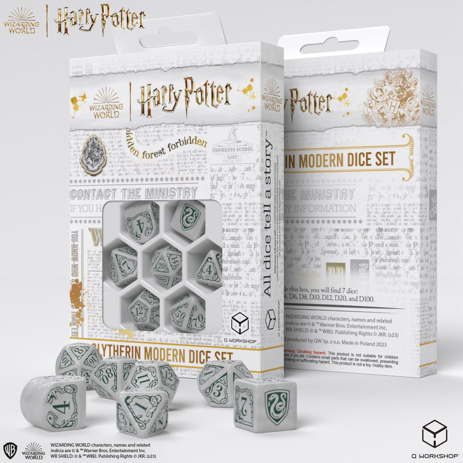 QW - Harry Potter. Slytherin Modern Dice Set - White