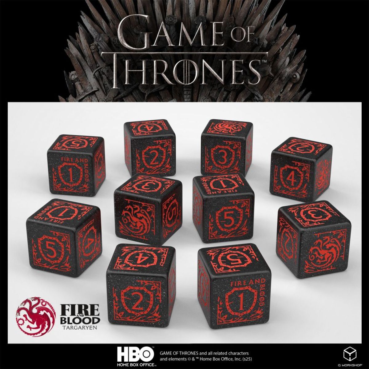 QW – Game of Thrones Dice Set: Targaryen (10 x D6)